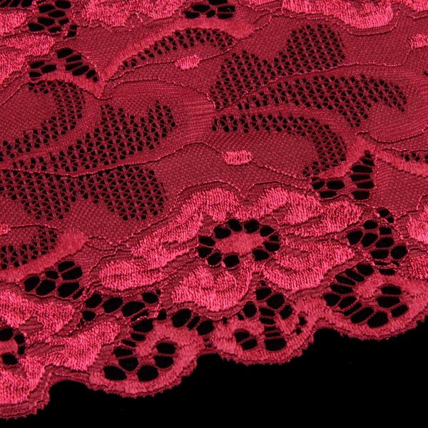 Кружево бельевое эластичное 150 мм / 13.72 м, цв. C520 т.красный