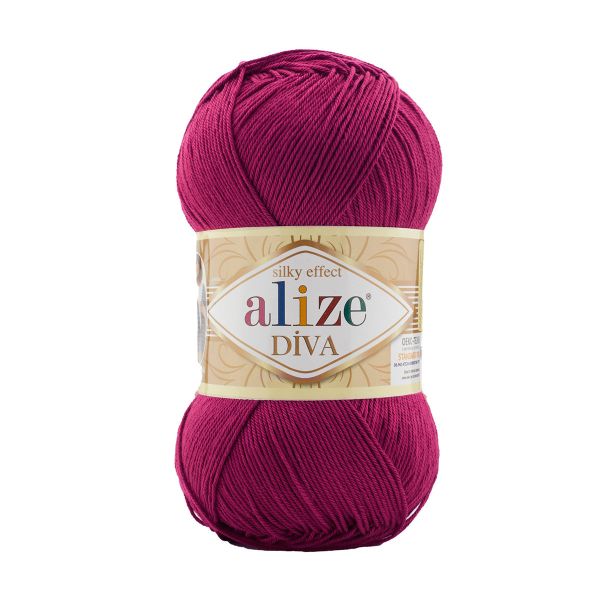 Пряжа Alize (Ализе) Diva / уп.5 мот. по 100 г, 350м, 326 темная фуксия A