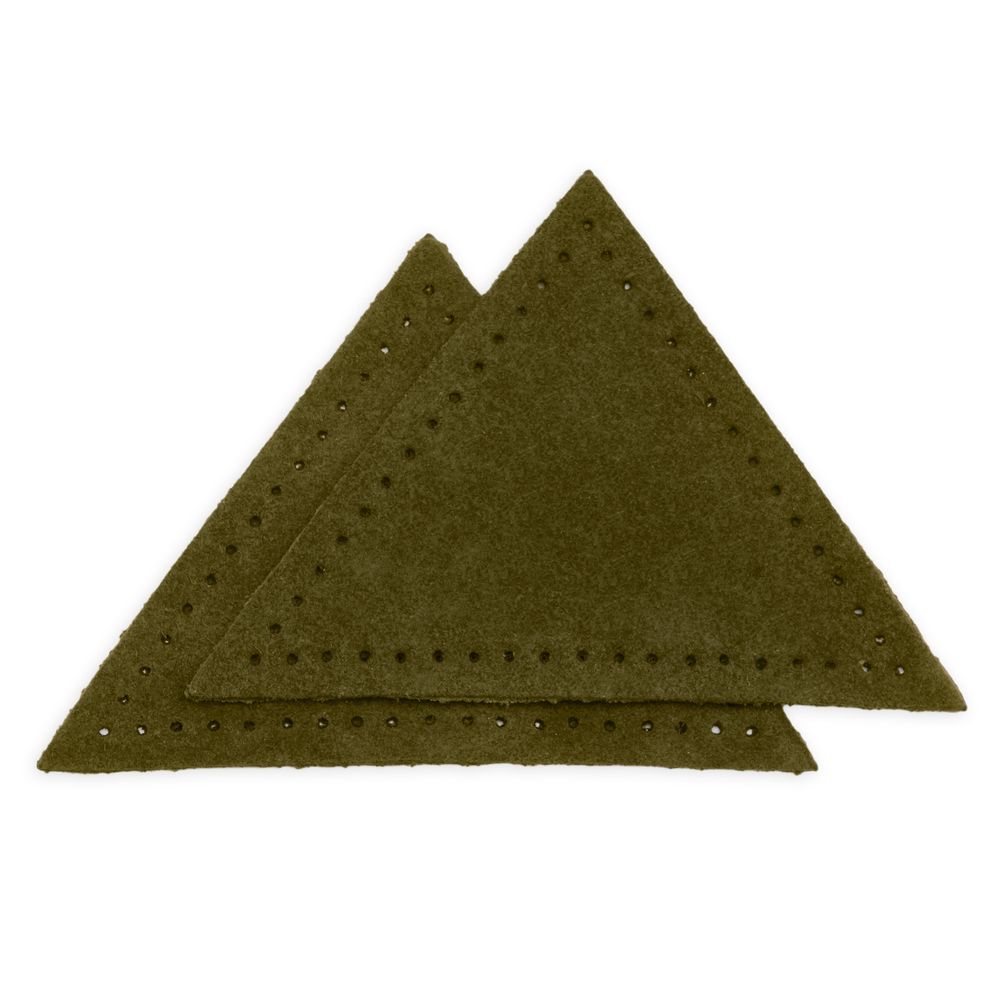 Заплатки пришивные из замши треугольник 8х8х8 см, с перфорацией, 2 шт, 33 хаки, 59903