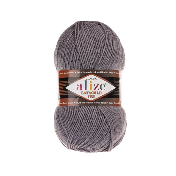 Пряжа Alize (Ализе) Lana Gold Fine / уп.5 мот. по 100 г, 390м, 348 темно-серый А