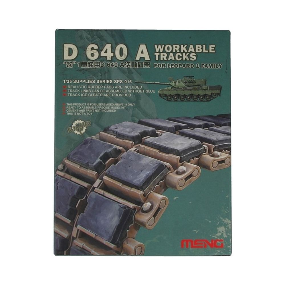 Модель сборная: траки, В 640 A WORKABLE TRACKS FOR LEOPARD 1 FAMILY 1/35, Meng SPS-016