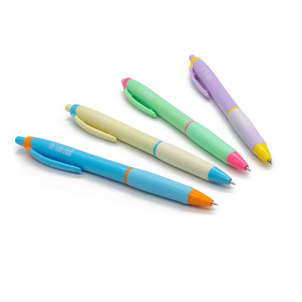 Ручка автоматическая синяя корпус цветной с цветным резиновым держателем, DV-6250, 12 шт