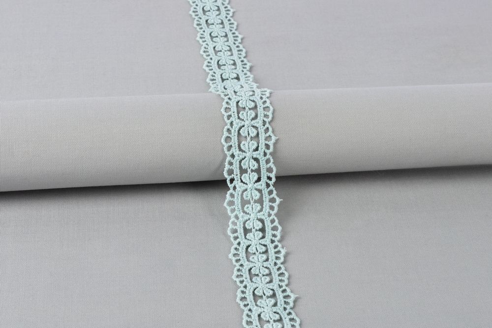 Кружево гипюр (плетёное) 28 мм / 10 м, GP018LGRN мятный, Gamma GGM-2802