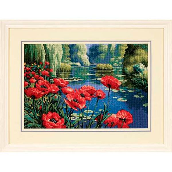 Набор для вышивания нитками Dimensions, Маки на берегу озера, 28х41 см