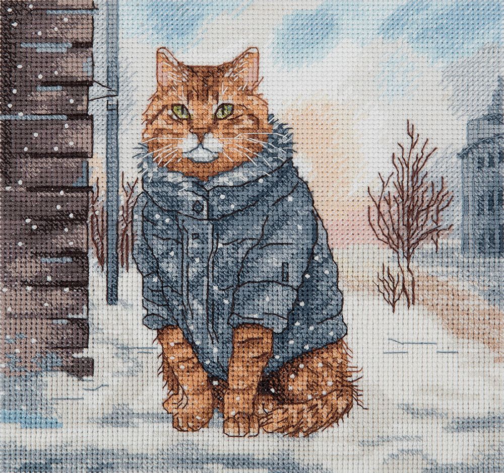 Набор для вышивания нитками Panna J-7500, Мартовский кот, 16х16 см