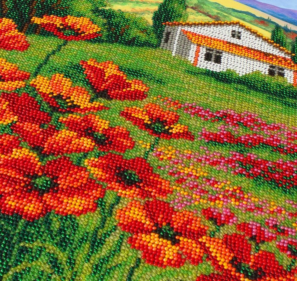 Набор для вышивания бисером Паутинка, Маки Прованса 28х38 см