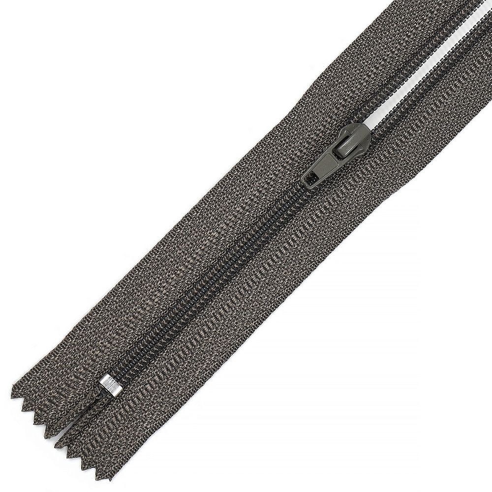 Молния спираль (витая) брючная Т4 (4 мм) 1 зам., н/раз., 20 см, автомат, цв.S399 т.серый уп.100 шт