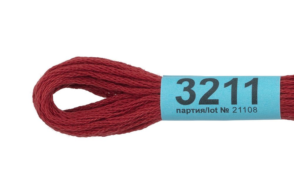 Мулине Gamma 100% хлопок, цв.3211 гр.вишневый, 24 мотка по 8 метров
