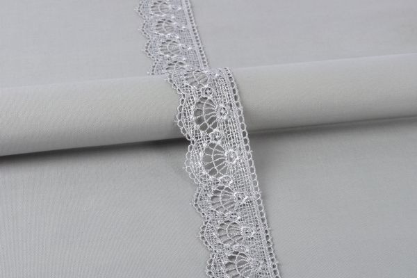 Кружево гипюр (плетёное) 41 мм / 10 м, GP017LGR св.серый, Gamma GGM-4102