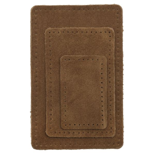 Набор заплаток пришив. из замши, прямоуг-к 4х6,4см, 6х9,6см, 8х12,7см, с перфорацией, 3 шт (32 кэмел), 59403