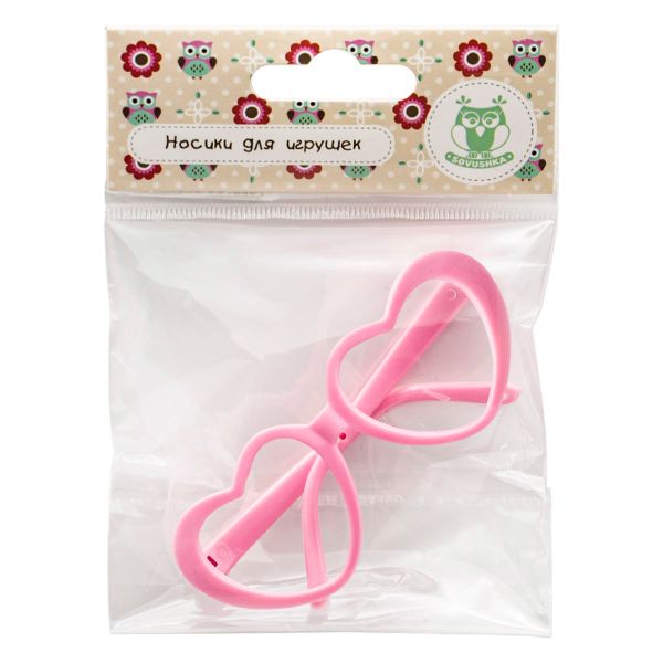 Очки без стекла, пластик, сердце, 8, 0 см/1шт, розовый