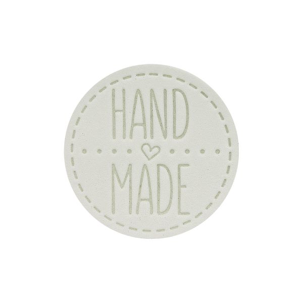 Термоаппликация из кожи Hand Made D4,5см, 100% кожа, 44 белый