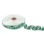 Лента (тесьма) жаккардовая 24.0 мм / 25 метров, Орнамент для северных народов, рис 9787 белый/зеленый (№2), Gamma С3772