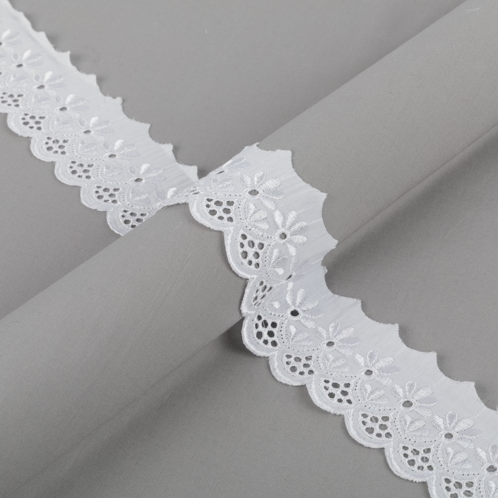 Кружево шитьё 50 мм / 9±0.2 метров, Турция, белый, Gamma GYEM-50-168