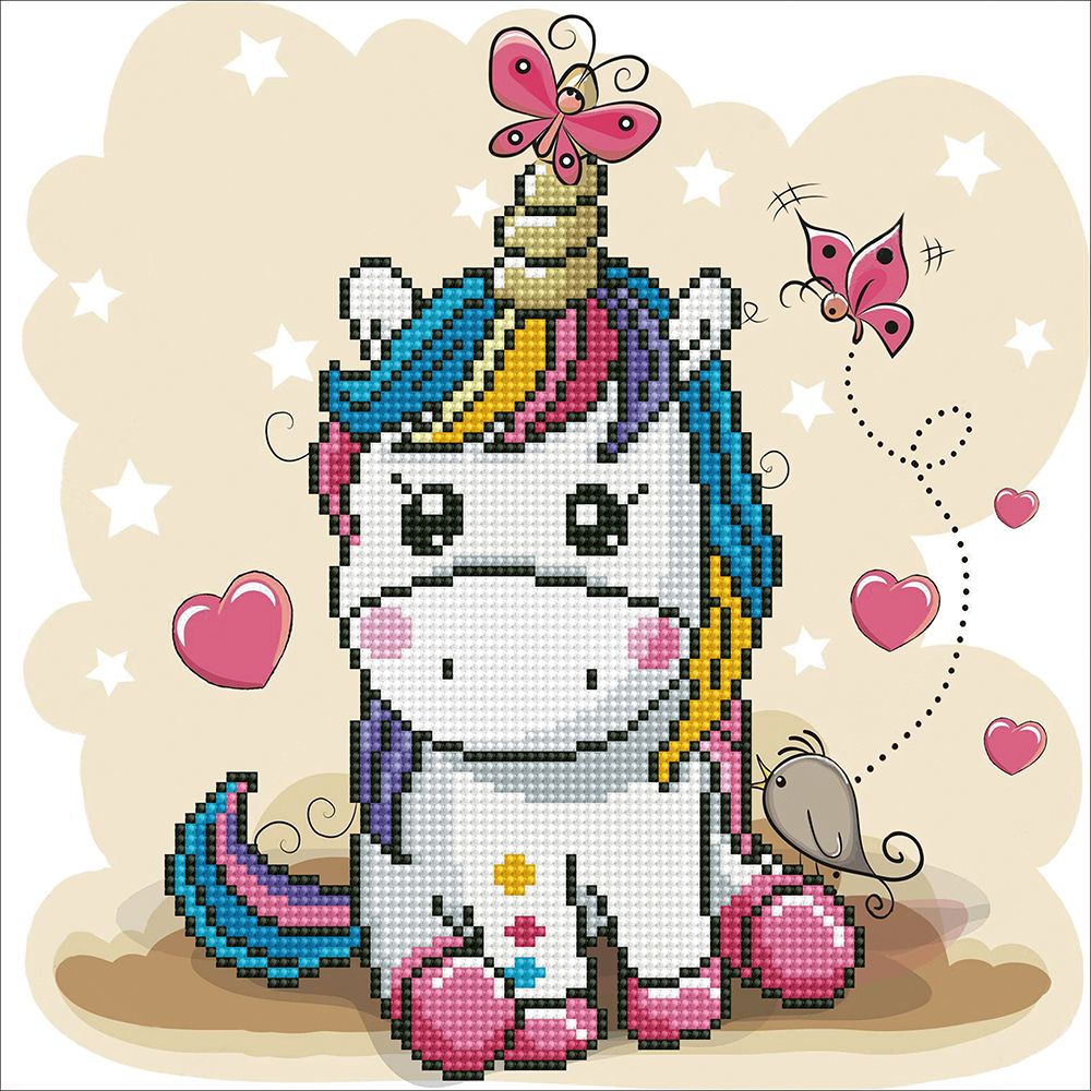 Алмазная (кристальная) мозаика Фрея, Радужный единорог, 30х30 см