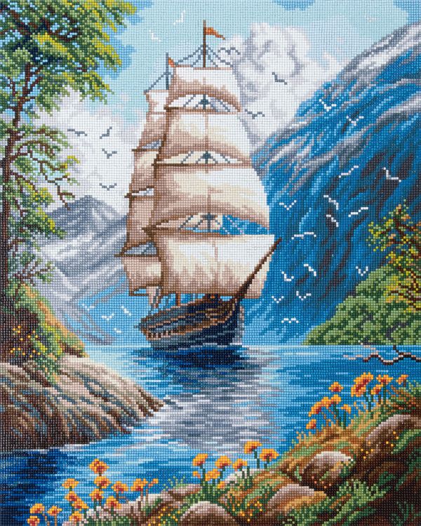 Кристальная (алмазная) мозаика Фрея ALPD-295, на подрамнике, Тихая гавань, 40х50 см