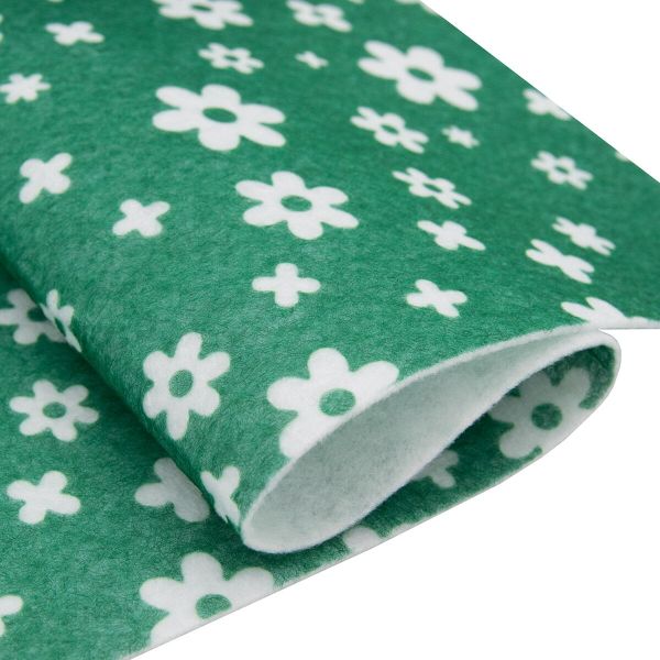 Фетр листовой мягкий с рисунком Цветочки, 1.0 мм, 170гр, 20х27см, 10 шт/упак, Astra&Craft (YF664/AF841 зеленый/гороховый)