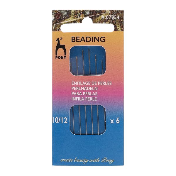 Иглы ручные для бисера с золотым ушком Beading №10-12, 6 шт, PONY, 07854