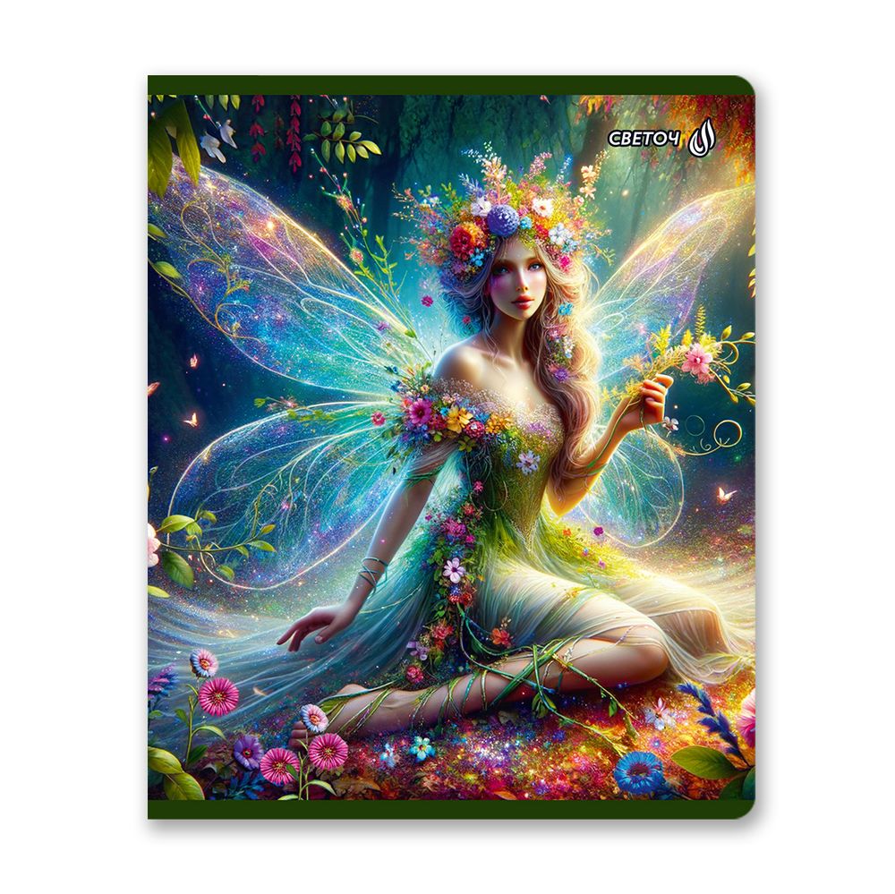 Тетрадь ученическая общая, выборочные блёстки, A5 48 л. на скобе 65 г/м², белизна 100% 10 шт клетка, 01477 Крылатая фантазия, Светоч Т83