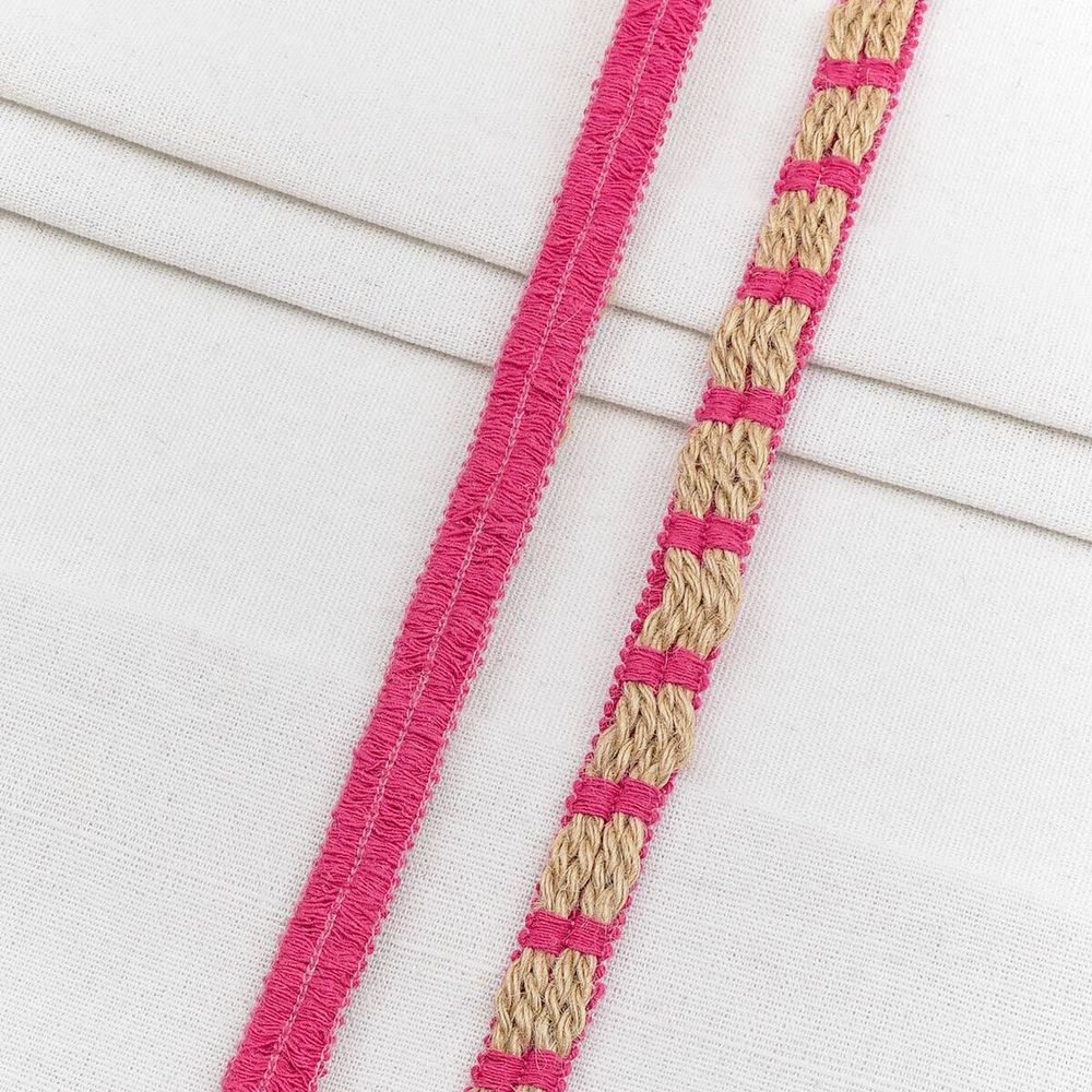 Тесьма отделочная лен 12 мм / 20 метров, 1-Н32, 80% лен, 20% х/б, цв. малиновый, 23509