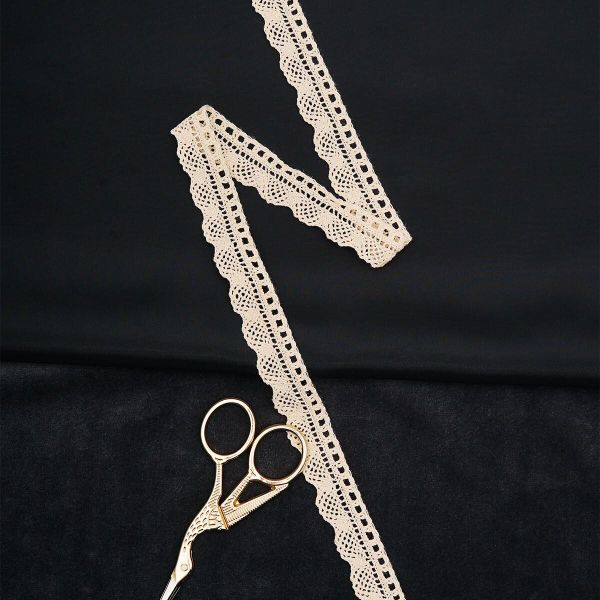 Кружево вязаное (тесьма) 20 мм / 13.72 метра, хлопок, неотбеленный, 3AR3376