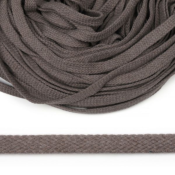 Шнур плоский плетеный х/б ⌀15.0 мм / 50 метров, турецкое плетение цв.104 капучино