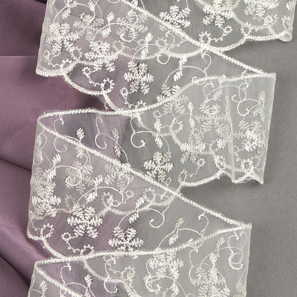 Кружево капроновое 65 мм / 13.7 м, 30011 цв.002 бл.желтый, Kruzhevo