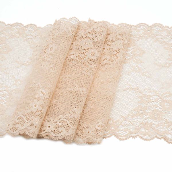 Кружево бельевое эластичное 250 мм / 10 м, бежевый