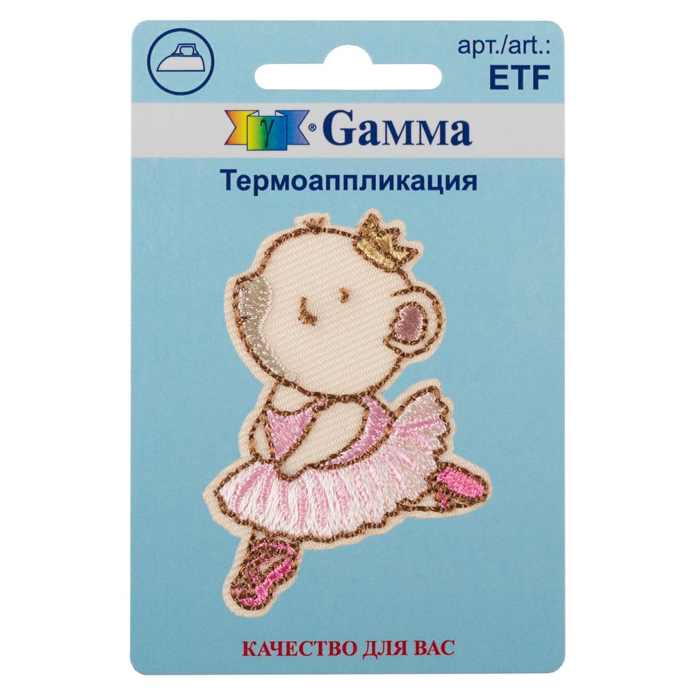 Термоаппликация №02, 1 шт, 01-248 Медвежонок-балерина 5х3.5 см, Gamma ETF