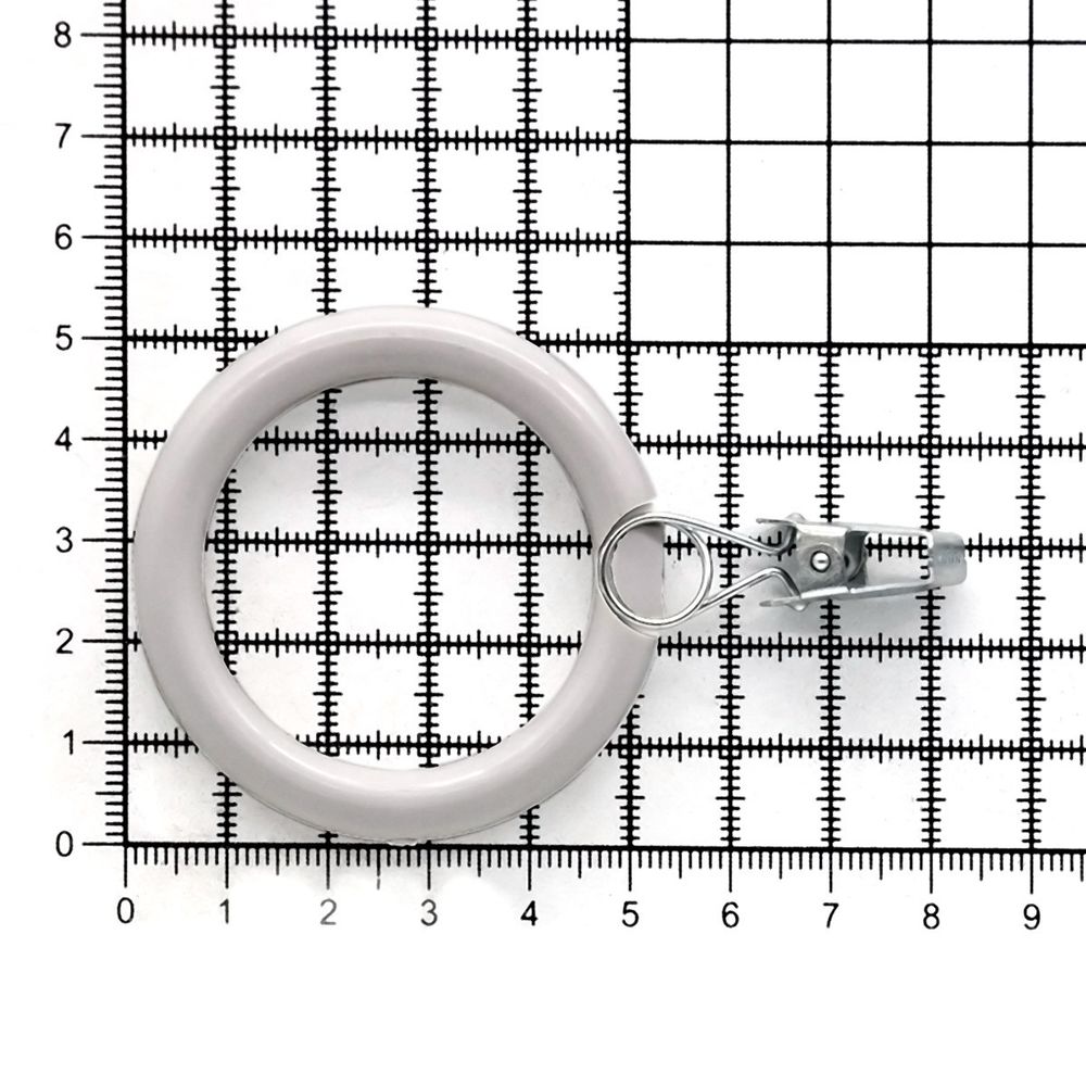 Кольца шторные круглые ⌀38 мм, с металлическим зажимом, белое ДС, 20 шт