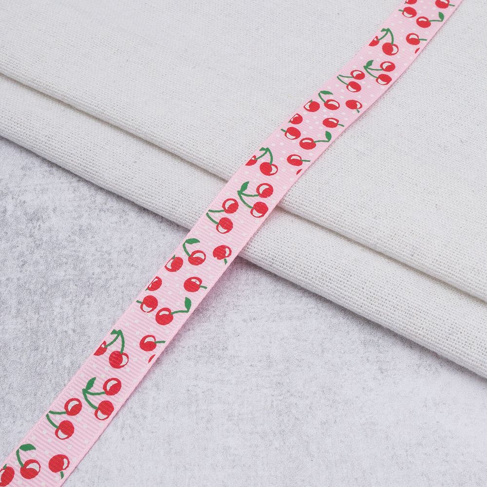 Лента репсовая (в рубчик) с рисунком 15.0 мм / 45.72 метра, ID 15158 цв. роз, 24568