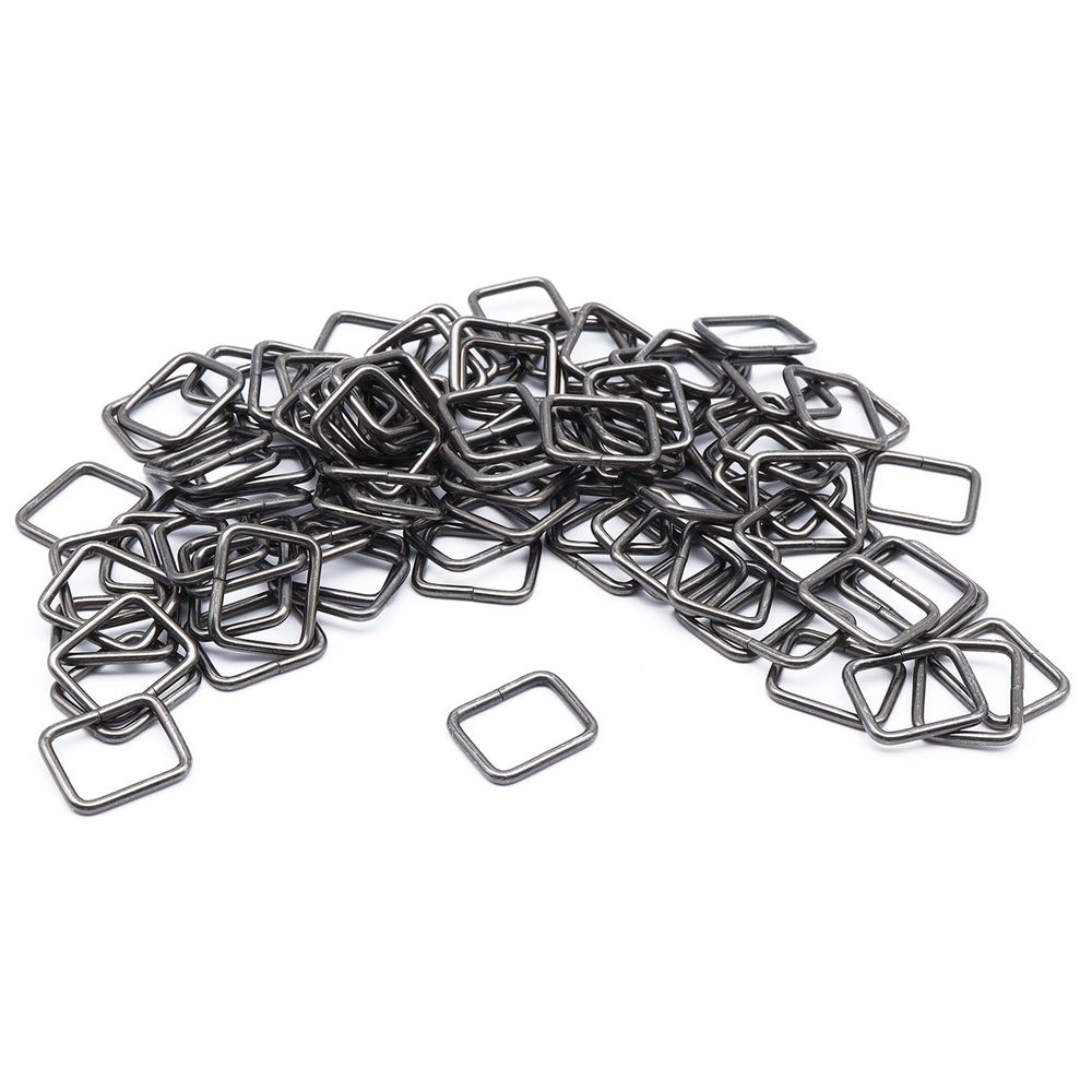 Рамка прямоугольная металл 15.5 мм /19.3х16.2 мм, ⌀1.9 мм/, чер.никель, 100 шт, 2AR029