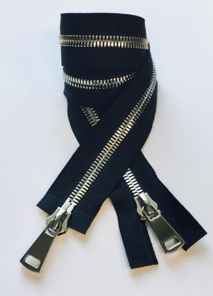 Молния металл Т5 (5 мм) 2 зам., разъем., 75 см, никель, цв.D580 черный, MaxZipper Premium, 1 шт /TOS/