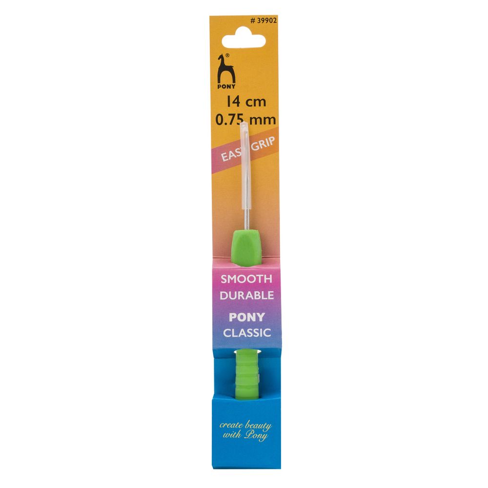 Крючок для вязания Pony Easy Grip ⌀0.75 мм, 14 см с мягкой ручкой, сталь, 39902