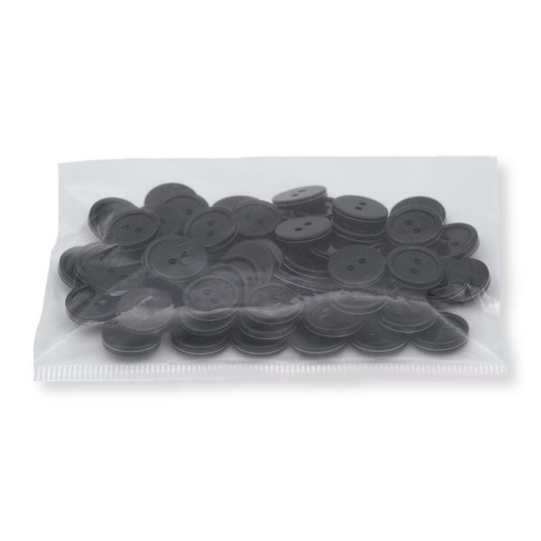 Пуговицы 2 прокола 24L (15мм), пластик (Blk-02 черный), 72 шт, CN 2807