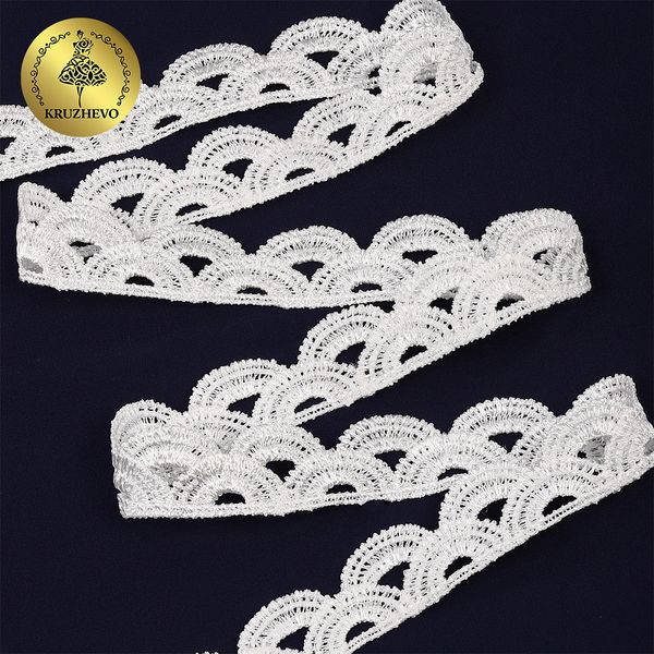 Кружево гипюр (плетёное) 22 мм, TBY.C01927A, теплый белый, 13.71м, Kruzhevo