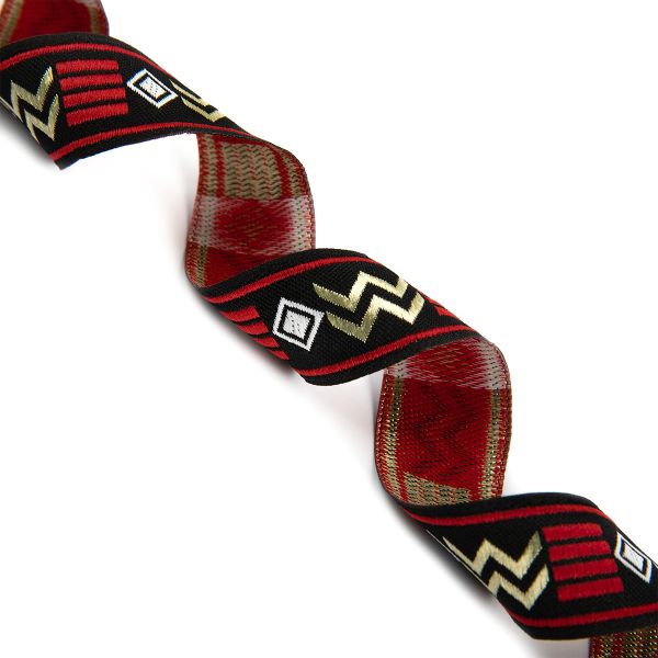 Лента (тесьма) жаккардовая 25.0 мм / 10±0.5 метров, красный/бежевый, Gamma TRJ-115Y