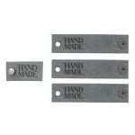 Кожаные бирки с тиснением на кнопке Hand Made 17х70 мм, 4 шт, серый