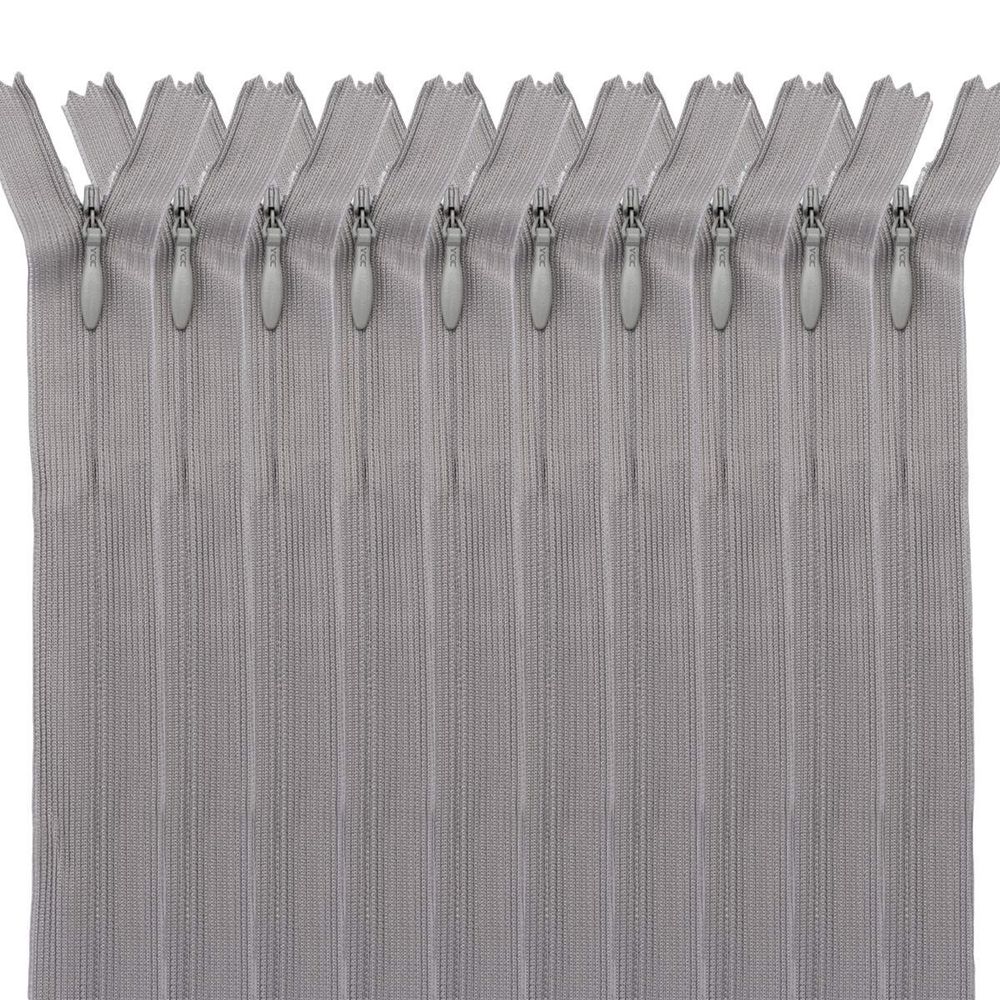 Молния потайная (скрытая) Т3 (3 мм) 1 зам., н/раз., 20 см, св.серый, 31205 / 20, 10 шт