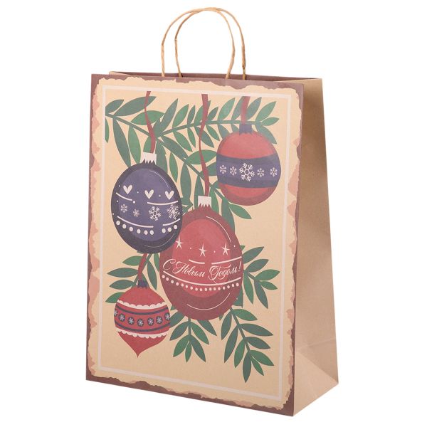 Подарочный крафт-пакет 150 г/м², 32х42х14 см, 12 шт, 02, Stilerra NKYL