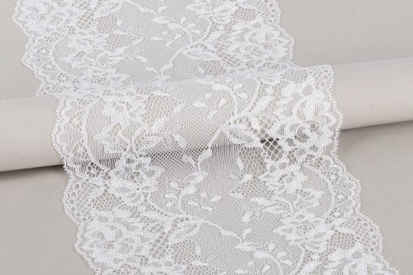 Кружево бельевое эластичное 180 мм / 20 м, Турция, белый, Blitz BLST-16