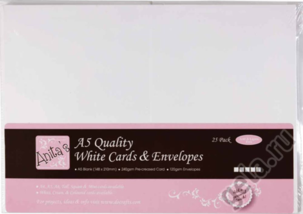 Набор заготовок для открыток с конвертами формат А5, 25 шт