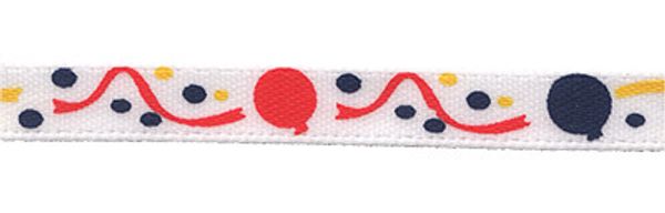 Лента атласная с рисунком 6.0 мм / 22.8±1 метра, D3/001 Воздушные шары/белый, Gamma ALP-063