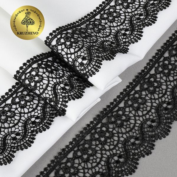 Кружево гипюр (плетёное) 65 мм / 13.71 метров, TBY 8GB014, цв.черный