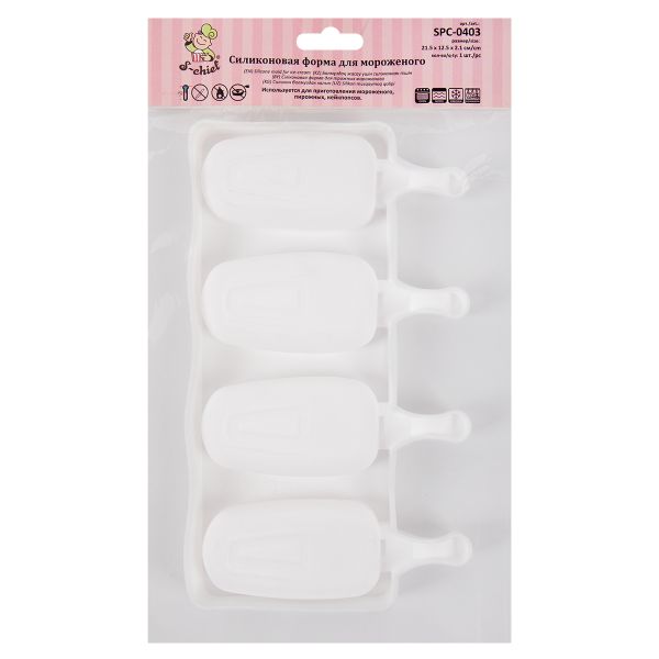 Форма силиконовая для мороженого 21.5х12.5х2.1 см, мини-эскимо -4 ячейки, S-Chief SPC-0403
