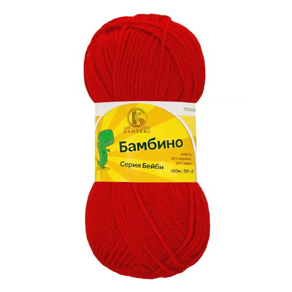 Пряжа Камтекс Бамбино / уп.10 мот. по 50 г, 150 м, цв.046 красный