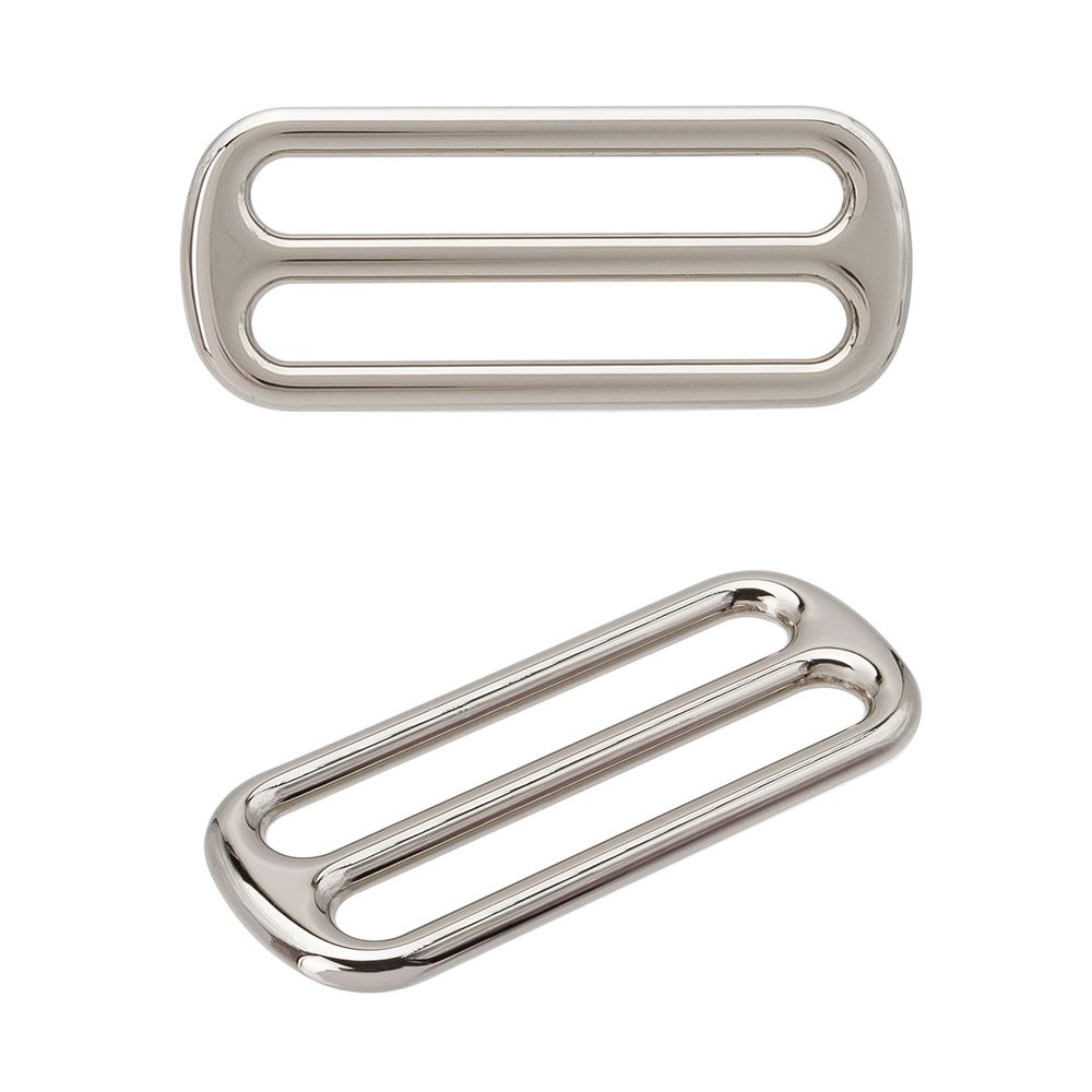 Пряжка регулировочная металл литая 38.0 мм (47х20мм), никель, МВ2342, 6 шт