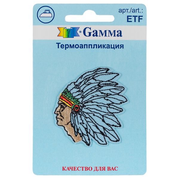 Термоаппликация №03, 1 шт, 01-346 Индеец 4.5х4.7 см, Gamma ETF
