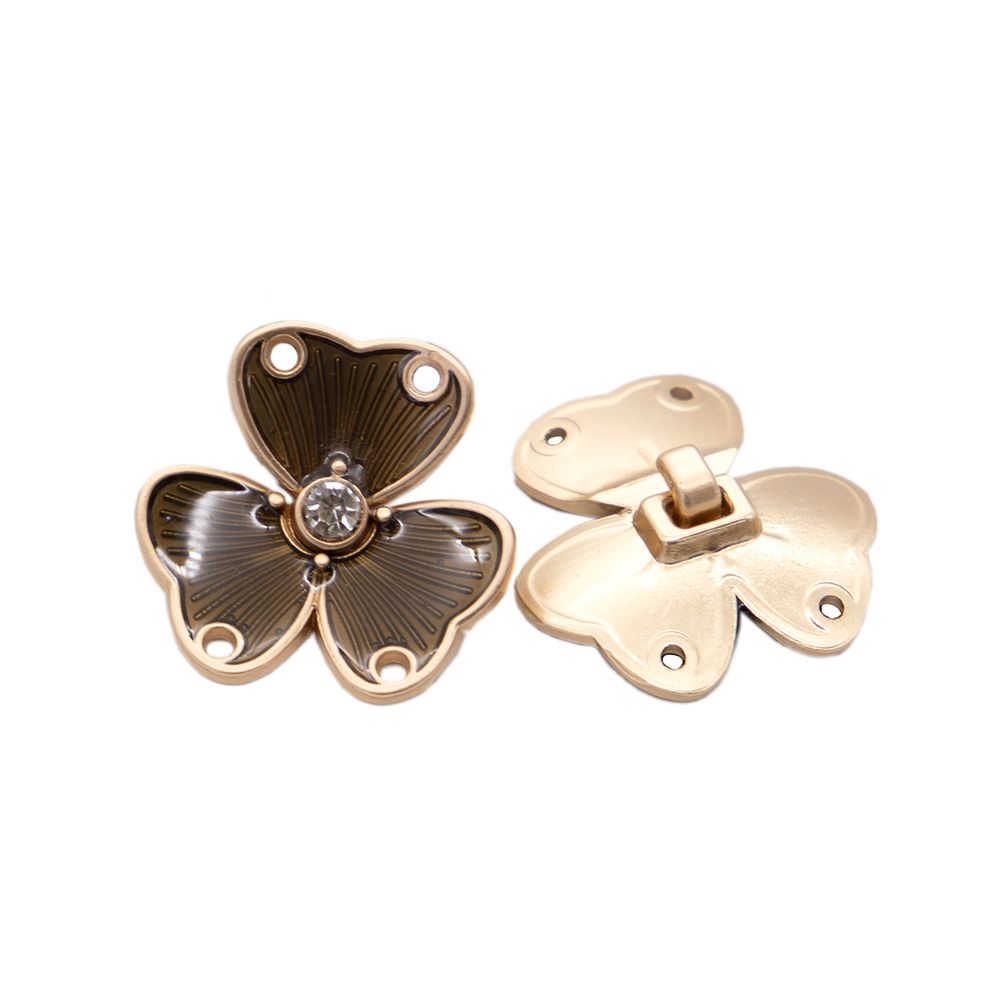 Крючки пришивные декоративные 25х25 мм, gold (золото черненое), 2 шт