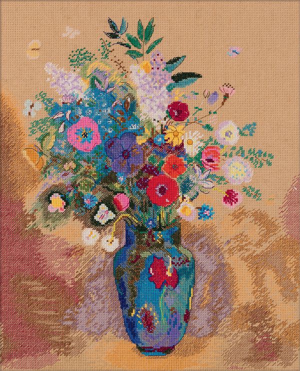 Набор для вышивания нитками Panna, Золотая серия, Букет цветов, 31х39 см